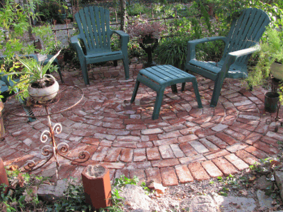 Brick Patio With Efflorescence And Weed Growth 1