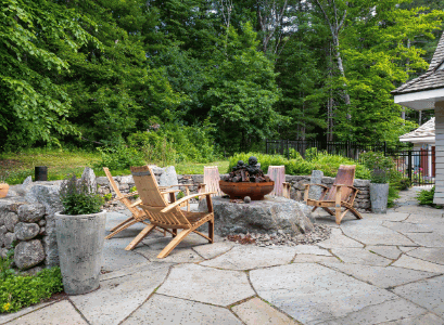 Natural Stone Patio With Stains And Algae