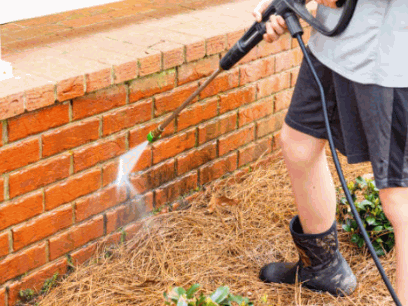 Pressure Washing the brick