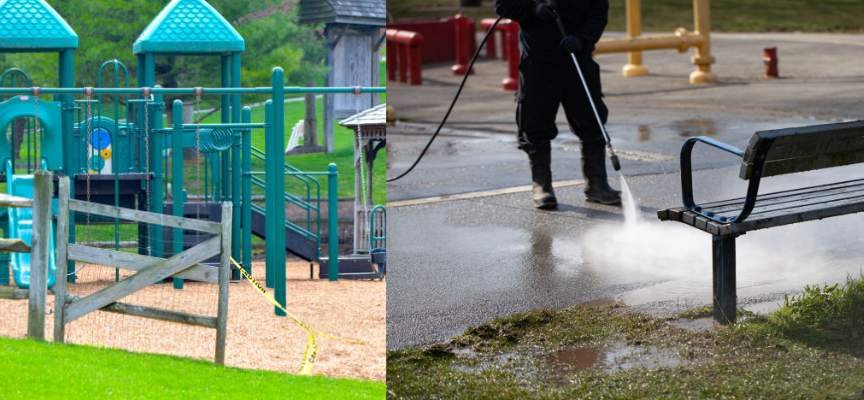 The London Power Washing Team Playground Cleaning Process